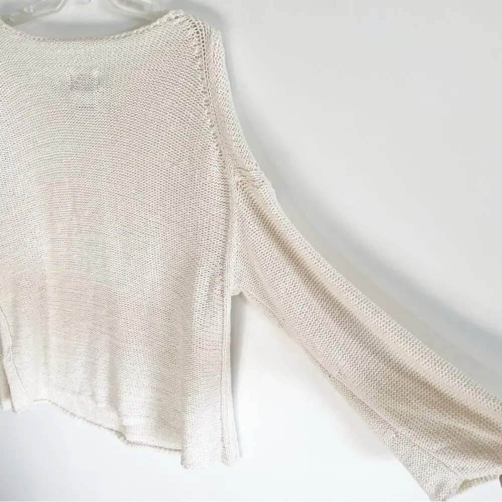 Massimo Dutti Cream Knit Open Neck Sweater